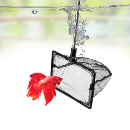 4 Inch Aquarium Fish Net for Betta Fish Tank Nano Nylon Net with Extendable Handle 10-25 Inch, 1 Yr Warranty