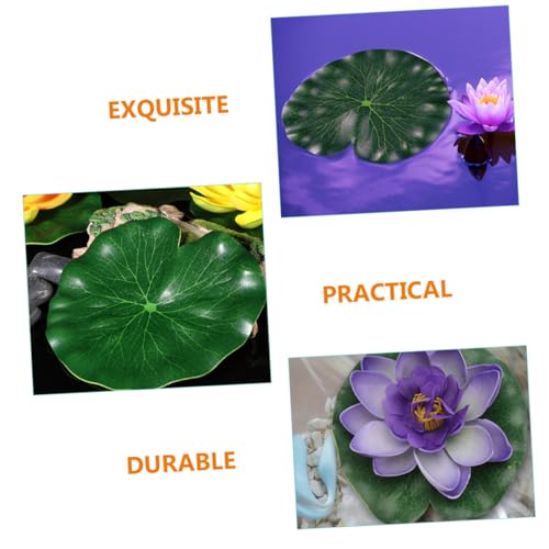 COHEALI 10pcs Artificial Floating Lotus Leaves Simulation Lotus-Leaf Ornament 17cm Fishpond Decor for Garden Pond Aquarium Water Surface Display
