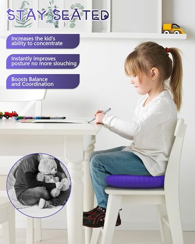 Wobble Cushion with Inflation Pump - Wiggle Seat Balance Disc - color: Purple