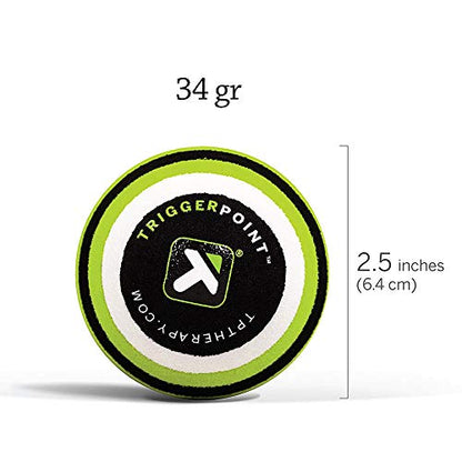 Trigger Point MB1, Balle De Massage, Massage Pronfond Des Tissus Muscluclaires, Vert, Blanc Et Noir, 2.6''/5cm
