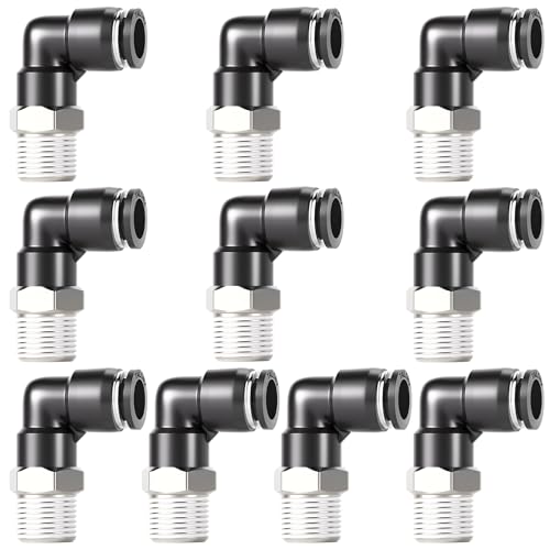 TAILONZ PNEUMATIC Male Elbow 8mm Tube OD x 1/8 Inch NPT Thread 90 Push to Connect Fittings PL8-N1 (Pack of 10) - size: 8mm OD 1/8''MNPT