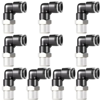 TAILONZ PNEUMATIC Male Elbow 8mm Tube OD x 1/8 Inch NPT Thread 90 Push to Connect Fittings PL8-N1 (Pack of 10) - size: 8mm OD 1/8''MNPT
