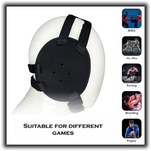 ROAR-INT BJJ Ear Guard New Easy to Adjust Design Wrestling Protective Headgear Wrestling Ear Guard MMA Jiu Jitsu - color: Black