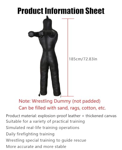 DYK&NX Hanging Grappling Dummy, Judo Punching Bag Dummy, MMA Dummy, Standing Sitting Laying Throwing, 185cm Life-Size, for Martial Arts Boxing Karate Multiple Training, UNFILLED
