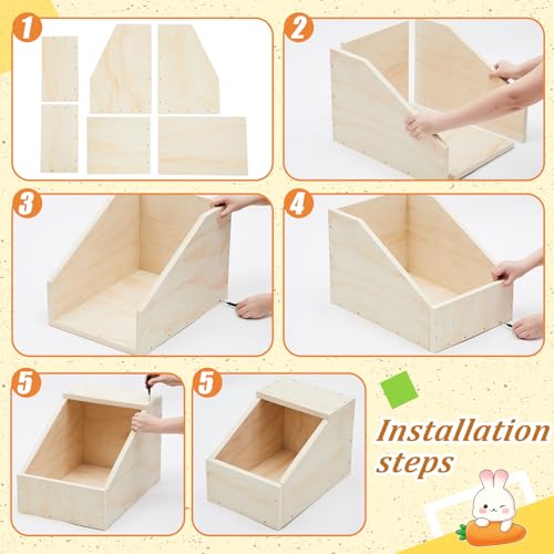 2 Pack Wood Rabbit Nesting Box, 21x11.25x10 Inch Wooden Hutch Hideout for Breeding, Natural Burrow Den Alternative for Rabbits & Small Animals - size: 21x11.25x10 Inch