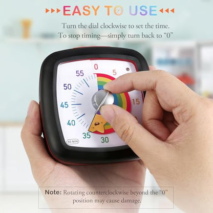 Secura 60-Minute Visual Timer, Silent Study Timer for Kids and Adults - color: Black & Star