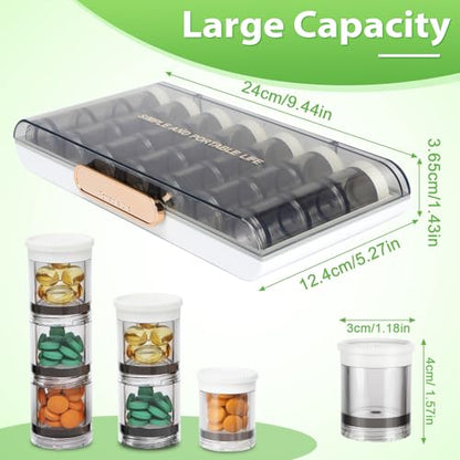 Toplive 3 Times a Day Pill Organizer 7 Day, Large Daily Pill Organizer, Weekly Medicine Vitamin Organizer Box, Fish Oil Supplement Storage Organizer, Separable Travel Pill Container, White