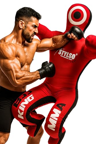 Un-Filled Grappling Dummy Wrestling Dummy Jiu Jitsu Dummy for BJJ MMA Judo Karate Practice Adult Kids - color: Red, size: 6ft / 72"