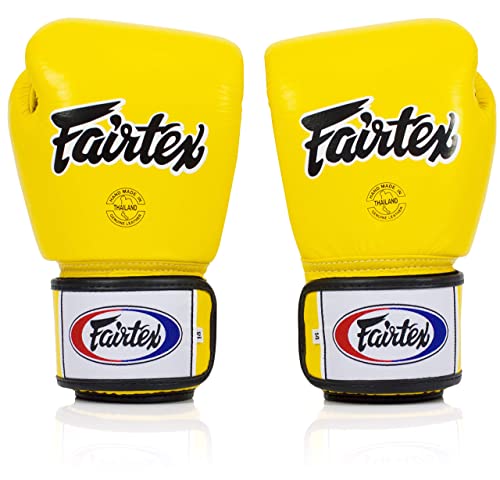 Fairtex BGV1BR Breathable Boxing Gloves, Lightweight Shock Absorbent Gear - color: Yellow, size: 10 oz