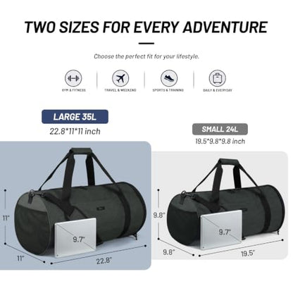 MIER Medium Gym Duffle Bag with Shoe Compartment & Wet Pocket, 35L, Gray - color: dark grey, size: 35L