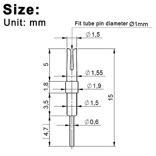 100 Pieces 1.0mm /0.039inch Diameter Tube Socket Pins Nixie/VFD Tube Socket Female Pin for IN12 IN18 QS27-1 QS30-1 SZ4-1 YS27-3 etc