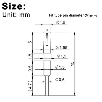 100 Pieces 1.0mm /0.039inch Diameter Tube Socket Pins Nixie/VFD Tube Socket Female Pin for IN12 IN18 QS27-1 QS30-1 SZ4-1 YS27-3 etc
