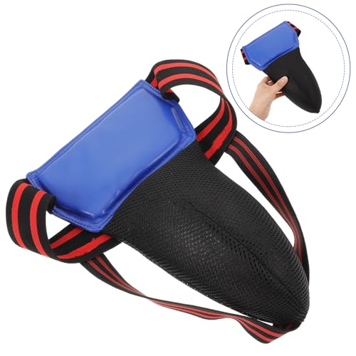 Kids Blue Groin Protector for Boxing and Martial Arts, PU Leather