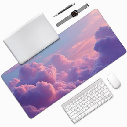 XXL Gaming Mouse Pad, Water-Resistant & Stitched Edges - Large Anime Style Mousepad for Desk - Gamer Accessories, Big Full Deskpad Mat， Game Mousepads Deskmat， 35.4 x 15.7 inch - color: Cloud