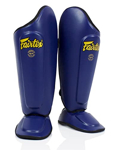 Fairtex SP8 Lightweight Durable Shin Guards, Expanded Side Protection Pads - color: Blue, size: Medium