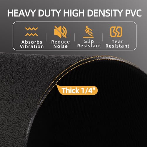 Fitvids High Density 1/4-Inch Thick Gym Equipment Mat, Non-Slip Floor Protection for Heavy Exercise, Treadmill and Bike Mat in Multiple Sizes - size: 36" x 78" (3 x 6.5FT)