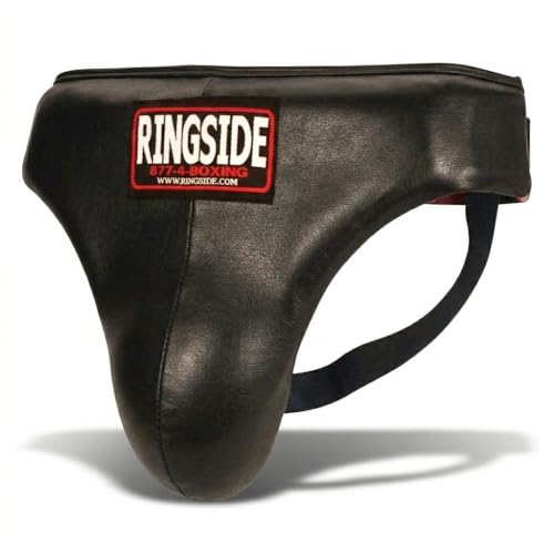Ringside Boxing Groin Protector with Abdominal Padding, X-Large | Lightweight synthetic leather guard with an adjustable lace-up closure and a high-cut design for maximum ring mobility