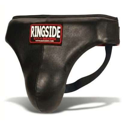 Ringside Boxing Groin Protector with Abdominal Padding, X-Large | Lightweight synthetic leather guard with an adjustable lace-up closure and a high-cut design for maximum ring mobility