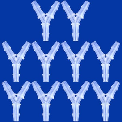 Plastic Barb Equal Y Tee 1/4" hose ID Polypropylene pipe connectors Plastic Joint Splicer Mender Adapter Union Boat Water Air Aquarium O2 Fuel (pack of 10) - size: 1/4 Inch, style: Pack of 10