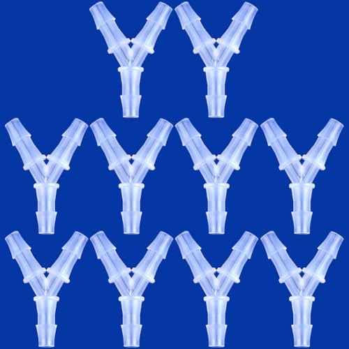 Plastic Barb Equal Y Tee 1/4" hose ID Polypropylene pipe connectors Plastic Joint Splicer Mender Adapter Union Boat Water Air Aquarium O2 Fuel (pack of 10) - size: 1/4 Inch, style: Pack of 10