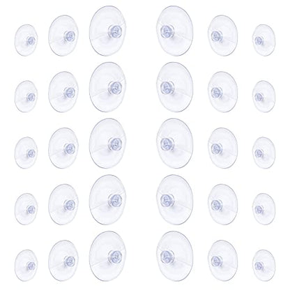 Whaline 30 Packs Suction Cup Plastic Sucker Pads Without Hooks Small Rubber Suction Cups for Home Kitchen Bathroom Organization Christmas Decoration Window Clear, 3 Size (45, 30, 20 mm)