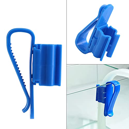 Fish Tank Hose Clamp, Adjustable Aquarium Tube Clip for Buckets and Tanks Securely Holds Water Changing Hose for Easy Cleaning Accessories (Blue)
