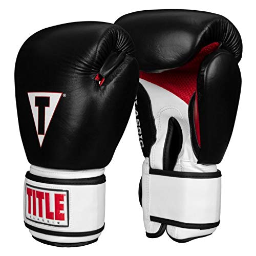 TITLE Boxing Classic Leather Super Bag Gloves 2.0 - Boxing Gloves, Punching Bag Gloves, Kickboxing Gloves, Punching Gloves, Heavy Bag Gloves, Boxing Gloves Men, Boxing Gloves Women, Boxing Equipment - color: Black/White/Red, size: Medium