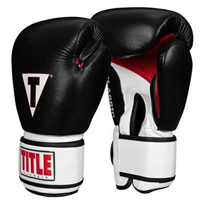 TITLE Boxing Classic Leather Super Bag Gloves 2.0 - Boxing Gloves, Punching Bag Gloves, Kickboxing Gloves, Punching Gloves, Heavy Bag Gloves, Boxing Gloves Men, Boxing Gloves Women, Boxing Equipment - color: Black/White/Red, size: Medium