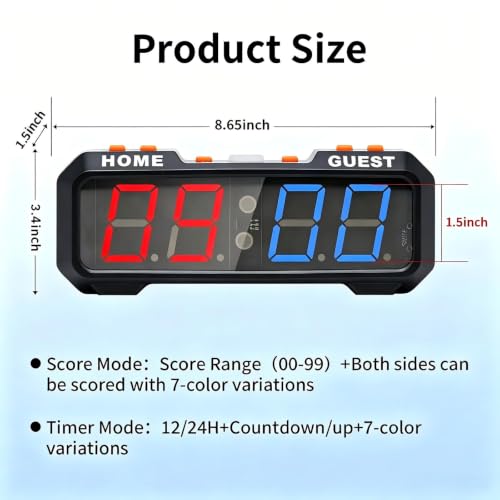 Digital Scoreboard, Tabletop LED Electronic Scorekeeper with Button Control - size: 4-Digit