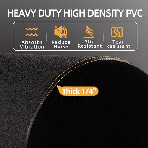 Fitvids High Density 1/4-Inch Thick Gym Equipment Mat, Non-Slip Floor Protection for Heavy Exercise, Treadmill and Bike Mat in Multiple Sizes - size: 30" x 60" (2.5 x 5FT)