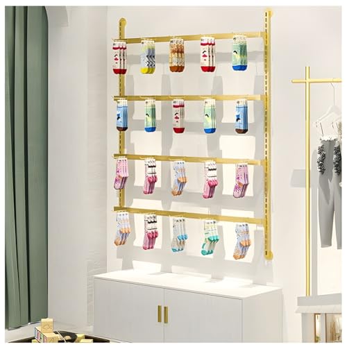 4/5 Tier Wall Mounted Socks Rack, Metal Adjustable Height Underwear Display Shelf, Retail Store Bras/Panties/Tank Tops Organizer Stand, for Clothing Store