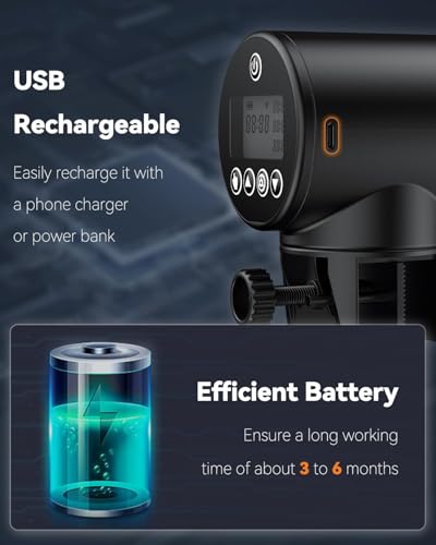 Pawfly Automatic Fish Feeder for Aquarium USB Rechargeable Vacation Timer for Fish Tank 200 ml Adjustable Auto Fishes Food Dispenser for Pellets Granules & Strips - size: For 200 ml (USB Rechargeable)