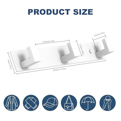 PMMASTO Stainless Steel Wall Coat Rack, White- 3 Hooks, 1 Pack, L Shape - color: White, size: 3 "L" Hooks, 1PACK