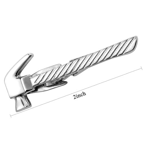 HAWSON 2/2.2 Inch Various Tie Clips for Men Unique, Personalized Novelty Tie Bars Pins Tacks, Funny Theme Wedding Holiday Gifts for Husband Groomsmens - style: Hammer