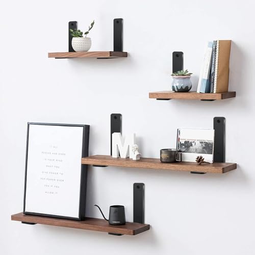 4 Pack - L 4" x H 3" x W1.5, 5mm Thick Black L Shelf Bracket, Iron Shelf Brackets, Metal Shelf Brackets, Floating Shelf, Shelf Supports with Screws - size: 4''x3'', style: Black 4 Pack