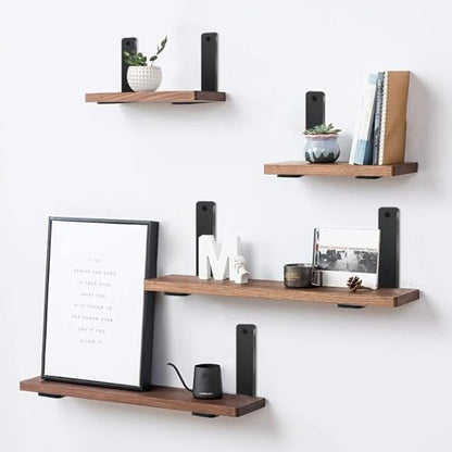 6 Pack - L 8" x H 6" x W1.5, 5mm Thick Black L Shelf Bracket, Iron Shelf Brackets, Metal Shelf Brackets, Floating Shelf, Shelf Supports with Screws - size: 8''x6'', style: Black 6 Pack