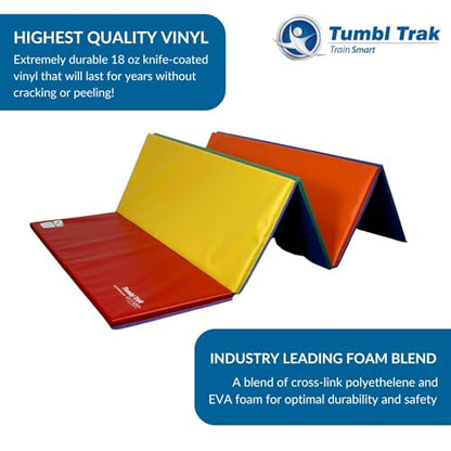 Tumbl Trak Gymnastics Folding Tumbling Panel Mat - color: Primary Rainbow, size: 4'x8'x1.38"