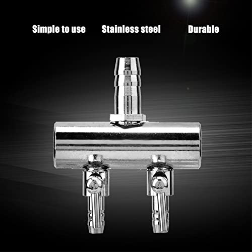 Aquarium Air Valve, Air Splitter Aquarium Tubing Connectors, Steel Aquarium Air Pump Accessories, Aquarium Aalve Aplitter for Fish Tank Air Pumps (8 to 4mm Two-Hole Splitter Head)