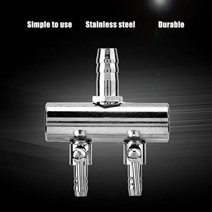 Aquarium Air Valve, Air Splitter Aquarium Tubing Connectors, Steel Aquarium Air Pump Accessories, Aquarium Aalve Aplitter for Fish Tank Air Pumps (8 to 4mm Two-Hole Splitter Head)