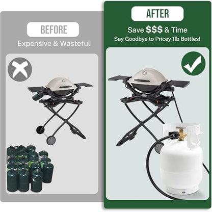 8FT Propane Hose Adapter 1lb to 20lb, Propane Tank Hose with QCC1/Type1 for 5-40lb Propane Tanks, Propane Adapter Hose with CGA600 Connection for Buddy Heater/Weber Q Grill/Coleman Camp Stove