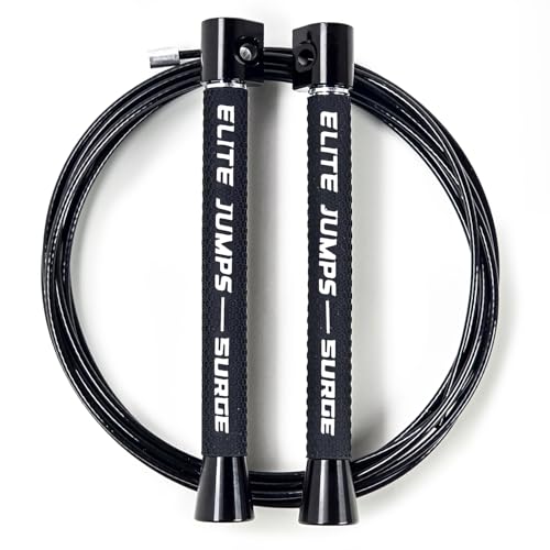 Elite Jumps Surge 3.0 Speed Jump Rope, Double Unders - color: Black, size: Surge 4.0