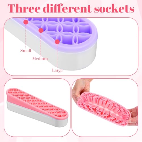 MAQUITA 4 Pack Silicone Makeup Brush Holder, Desktop Cosmetic Organizer Pen Holder, Sewing Tool Holders Beauty Tool Organizer Stand for Brush, Scissors, Toothbrush