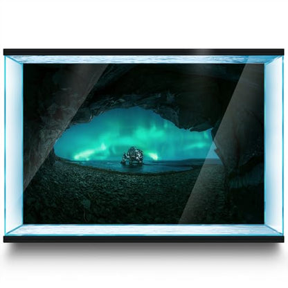 Aquarium Background Stickers - Aurora Cave Rock - Fish Tank Reptile Terrarium Decor Poster (60 x 40 cm / (23.6 x 15.7 inches))