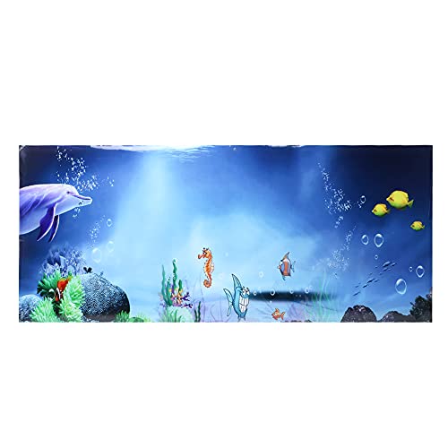 GLOGLOW Aquarium Poster, Aquarium Poster Decorative Fish Terrarium Background Poster Thicken PVC Adhesive Static Cling Wallpaper Sticker(61×30cm) Backgrounds