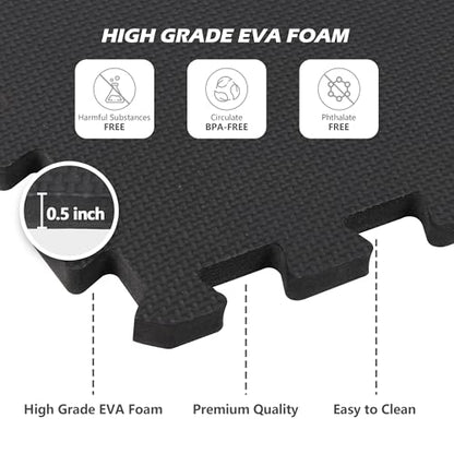 ZENY 24 Pack Puzzle Exercise Mat, 1/2'' Interlocking Foam Floor Mat, Gym Flooring Mat, Home Gym Workout Exercise Equipment Mat