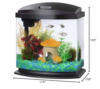 Aqueon LED MiniBow Small Aquarium Fish Tank Kit with SmartClean Technology, Black, 2.5 Gallon