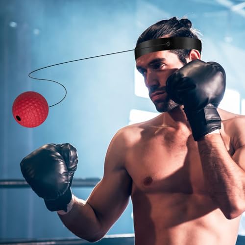 Boxing Reflex Ball Reaction Fitness | Boxing React Ball Headband for Bedroom Travel Dorm Gym Men Women Beginners Teens Professionals - color: four balls 2