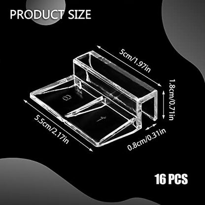 16 PCS 8mm Acrylic Aquarium Cover Clip, Clear Fish Tank Glass Cover Clip Support Holder Universal Lid Clips for Rimless Aquariums