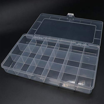 Xiaoyztan Clear Plastic Organizer, 18 Fixed Grids, Jewelry Box Bead Storage Container for Small Parts, Fishing Tackle, DIY Crafts, and Earrings, Overall 8 x 4.7 x 1.3 Inch, 2Pcs - size: 8.0x4.7x1.3 in