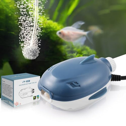 Dirvin 2W Silent Aquarium Air Pump -45GPH Small Fish Tank Bubbler, Adjustable Aquarium Aerator with Accessories for 5-20 Gallon Fish Tank - style: 1 Outlet-2W